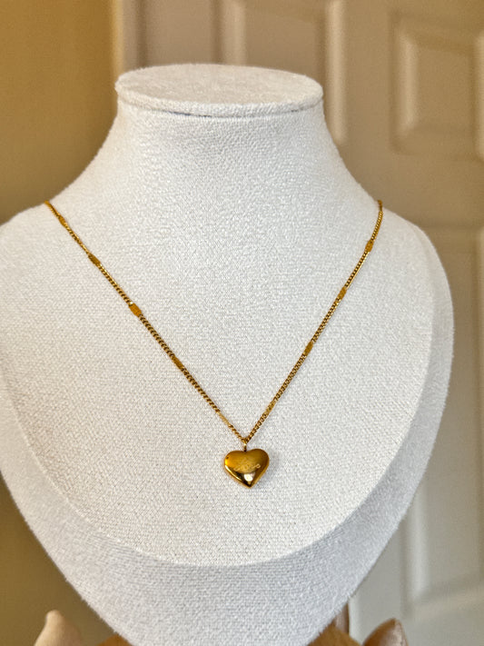 Gold Heart  Love Necklace - Stainless Steel, Unisex Design, Metal Coating