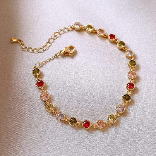colorful Minimalist Pink zircon Bracelet