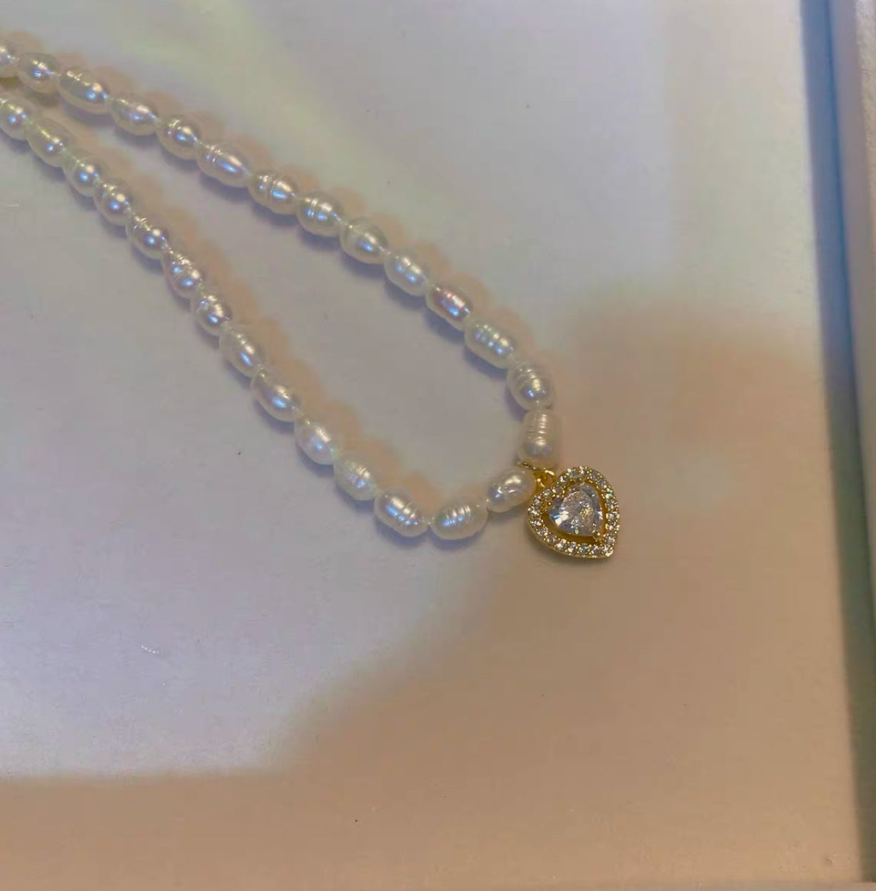 freshwater pearl heart necklace