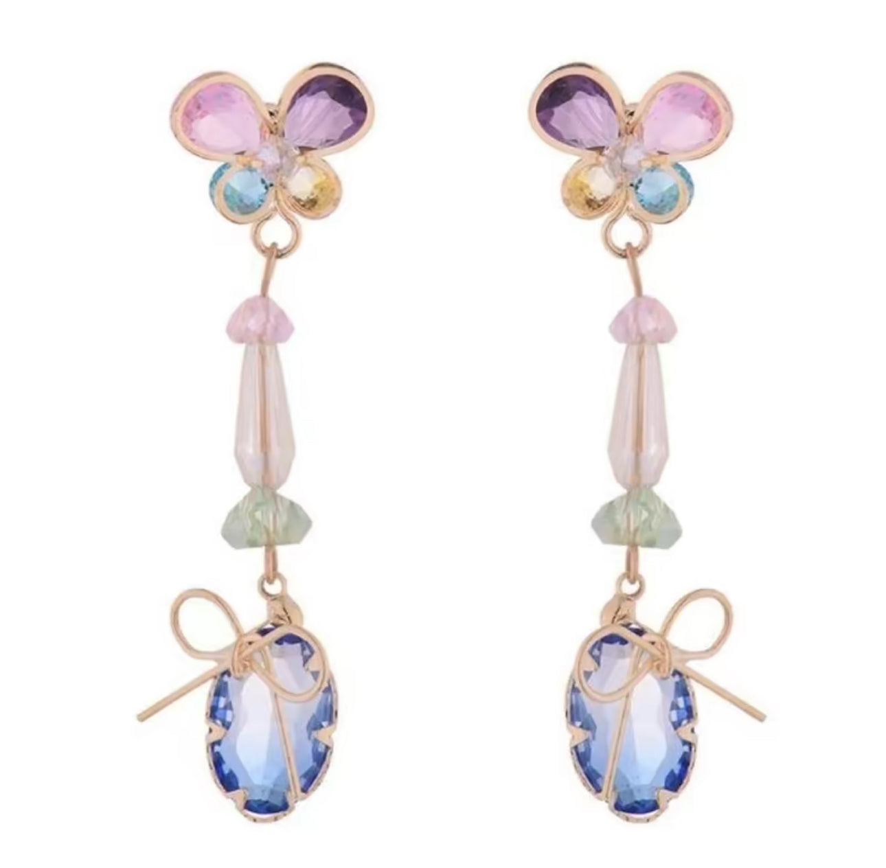 "Flowers to Butterflies" zircon exquisite light luxury high-end romantic zircon fairy stud earrings Drop Earrings