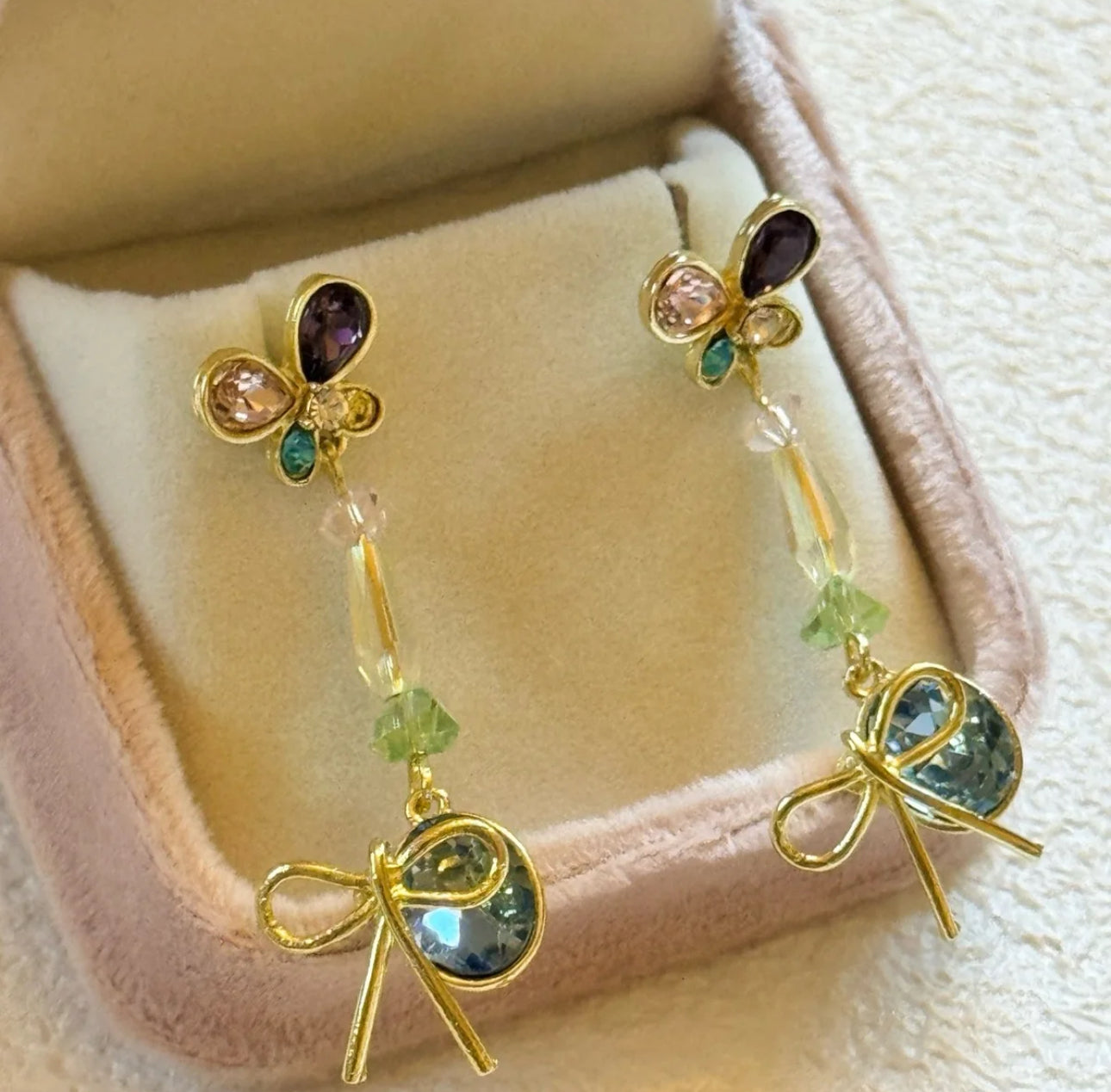 "Flowers to Butterflies" zircon exquisite light luxury high-end romantic zircon fairy stud earrings Drop Earrings