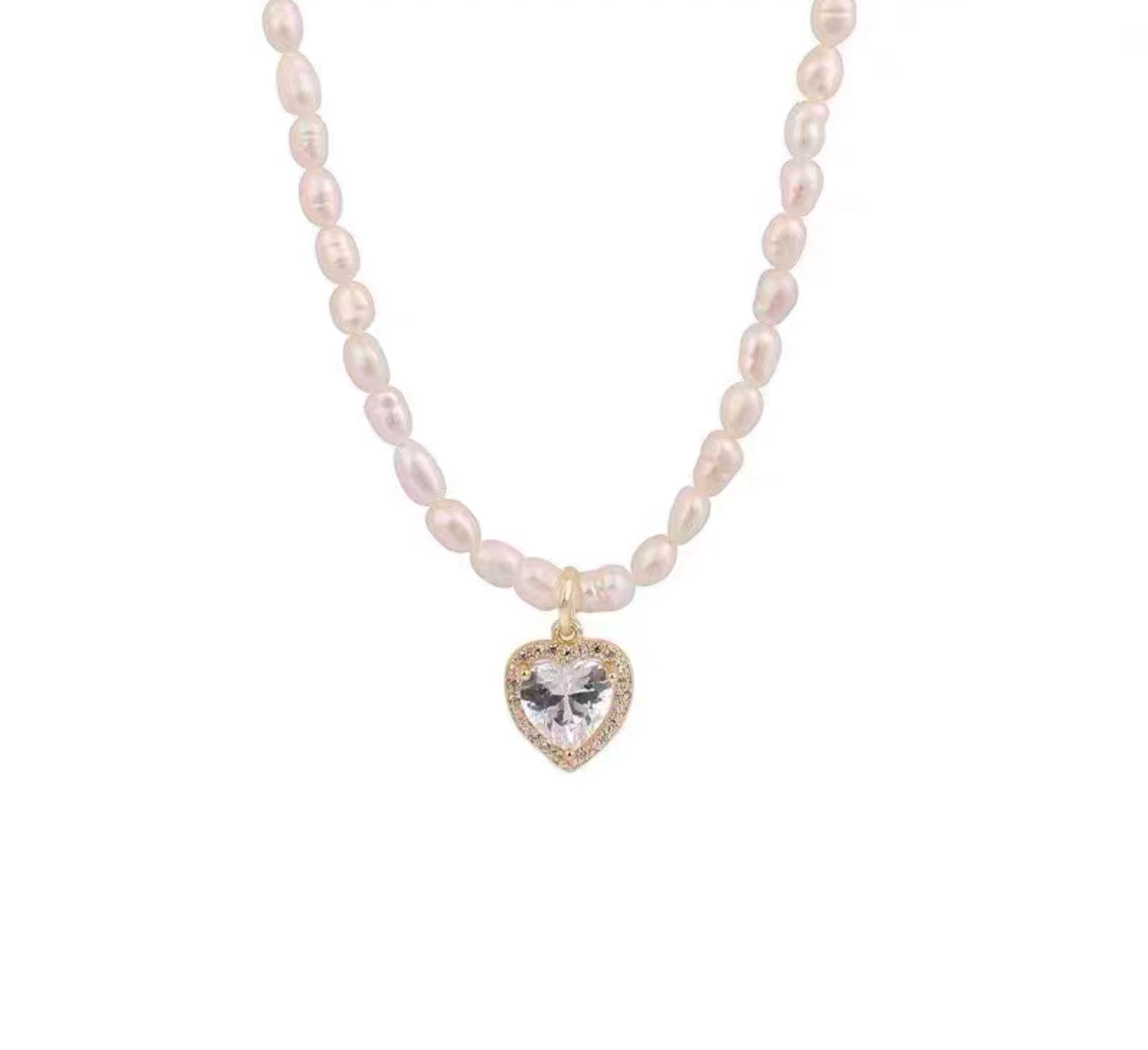 freshwater pearl heart necklace