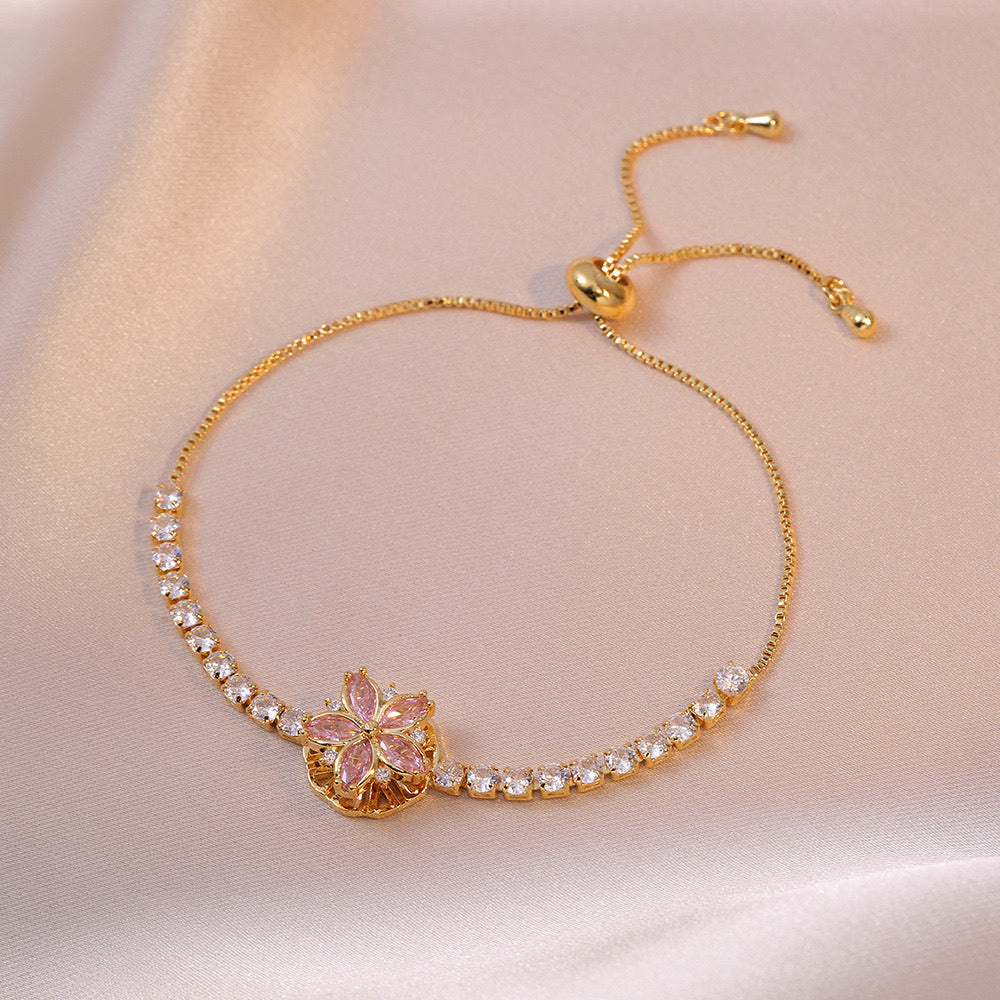 love zircon flower, Pendant Necklace bracelet/Earrings Set