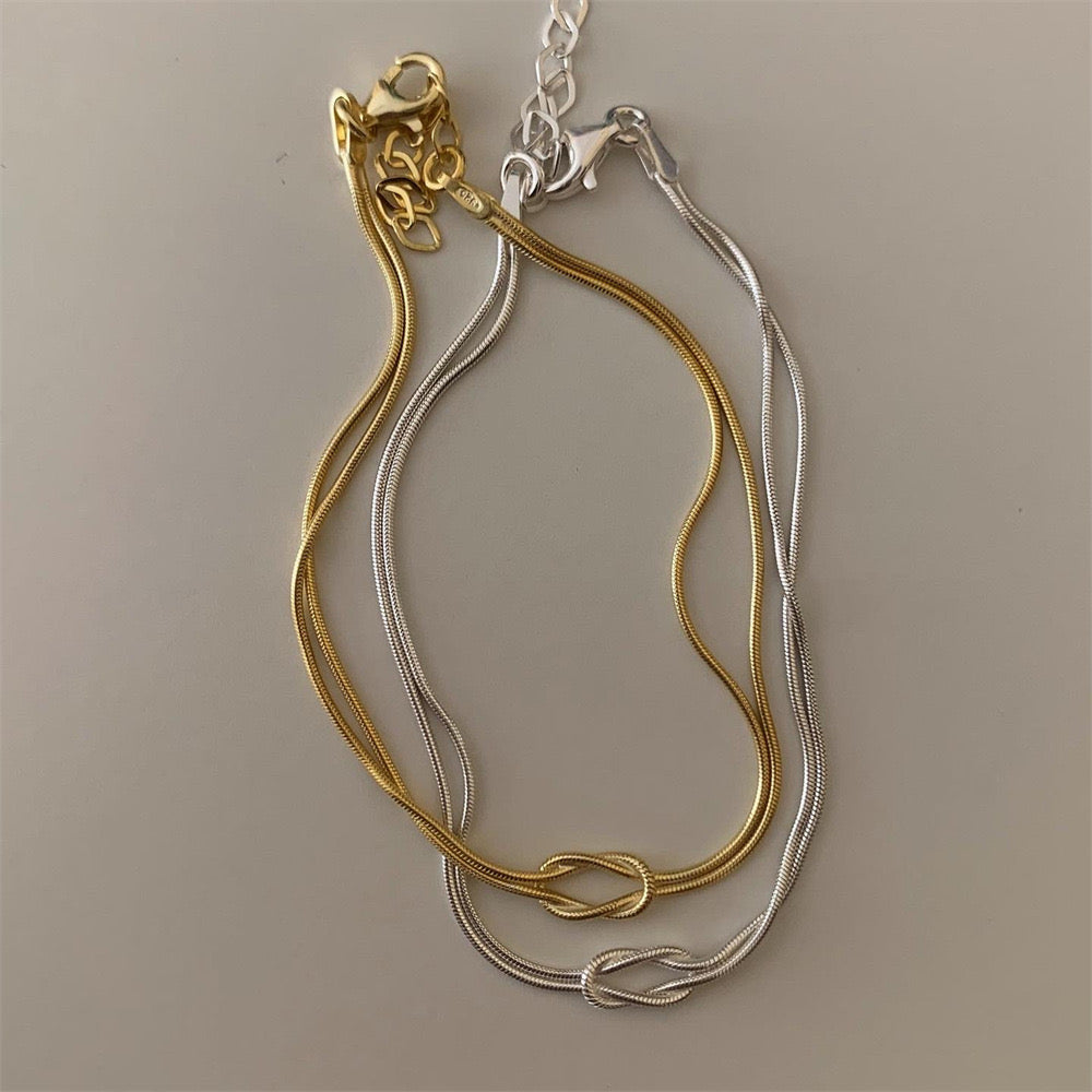 Snake chain Necklace & bracelet hand-knotted clavicle chain