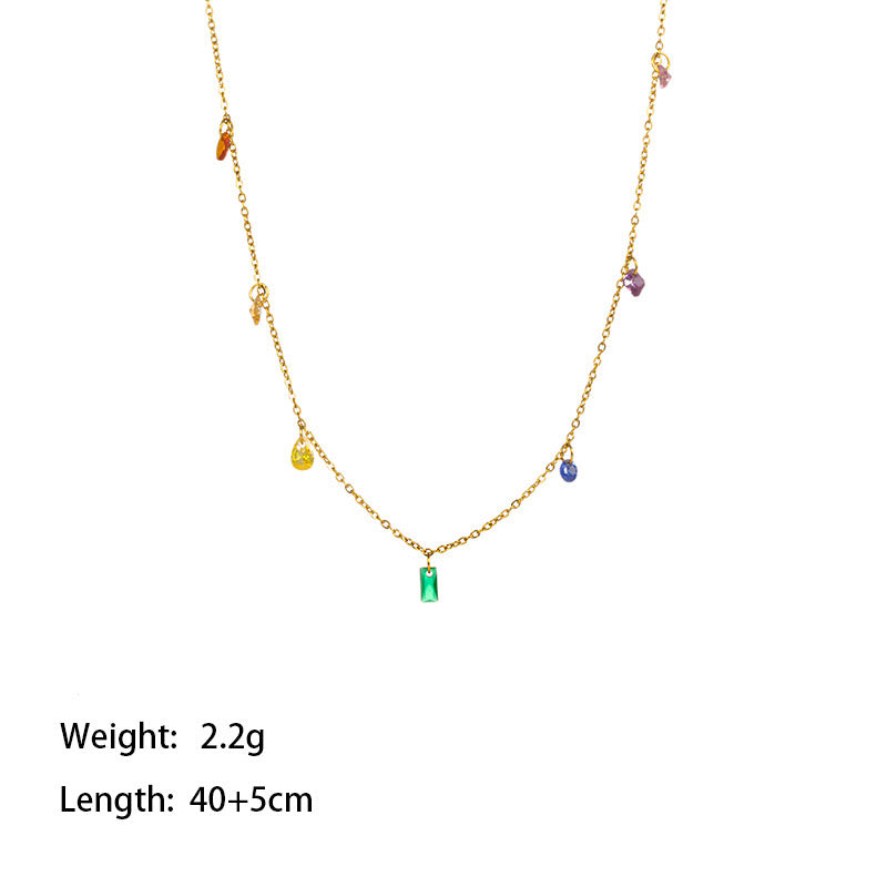 Midsummer Night's Dream Rainbow Diamond Stainless Steel Necklace