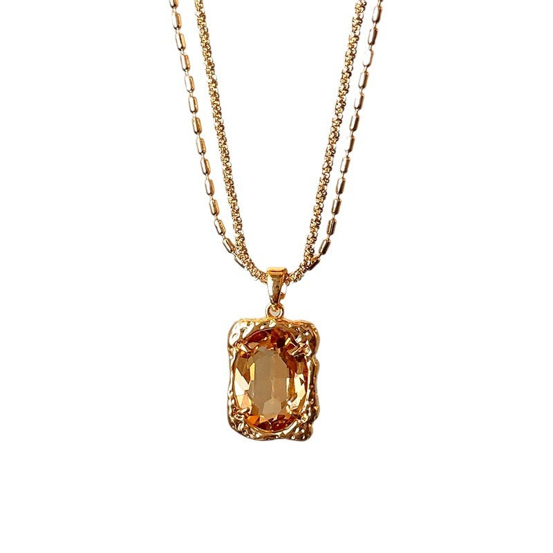 Double crystal pendant necklace