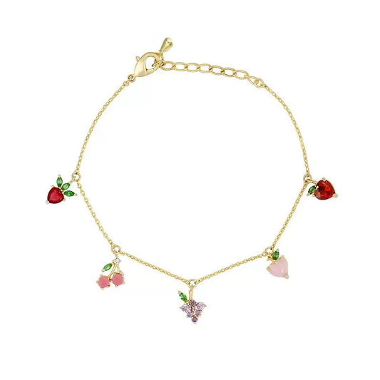 Colorful zircon cherry peach Fruit bracelet