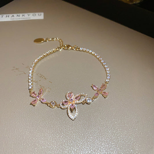 Pink minimalist niche design zircon Bracelet