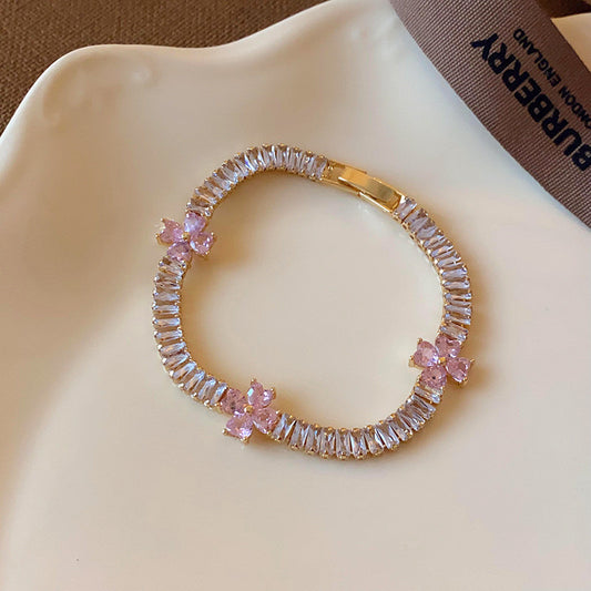 Minimalist Pink niche design zircon Bracelet