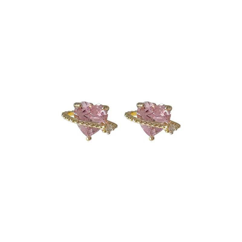 Pink Heart zircon Earrings