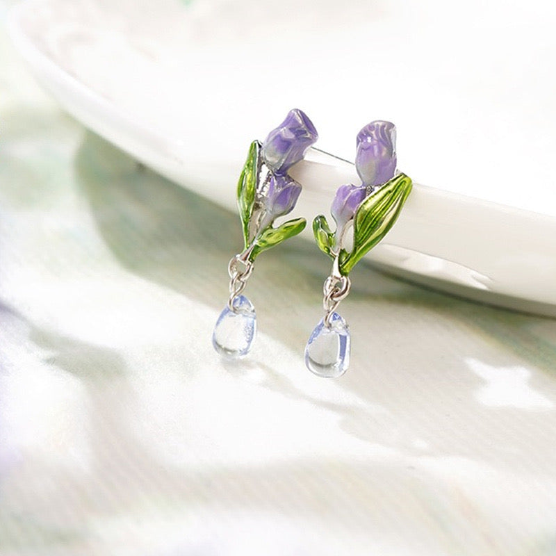 Painted mini tulip Earrings